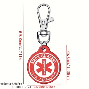 Porte-clés personnalisé d'<span class=keywords><strong>alerte</strong></span> médicale-Conception ronde en alliage de zinc <span class=keywords><strong>rouge</strong></span> froid, parfait pour la décoration de clés de voiture et les cadeaux souvenirs - Product Image 6