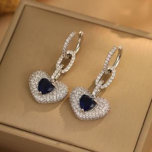 Pendientes de Botón de Oro Chapado de Alta Calidad, Estilo Ligero y Lujoso, Personalizados con Cristal Azul Zirconia, Regalo para Mujer - Product Image 5
