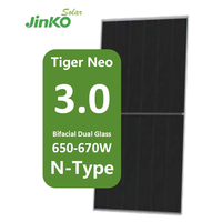 Módulos Fotovoltaicos Bifaciales de Alta Eficiencia Jinko JKM650-670N-66QL6-BDV 630W 635W 645W 650W 660W Paneles Solares de Media Celda con Doble Vidrio