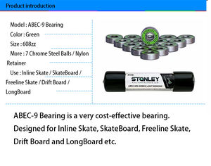 Rodamientos de Luz Verde ABEC-9 - Rodamientos de Precisión de Acero de Alta Calidad de 16 Piezas para Patines de Deslizamiento Suave - Product Image 4