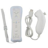 Télécommande intégrée Motion Plus et contrôleur Nunchuck pour console de jeu Wii avec étui en Silicone et dragonne