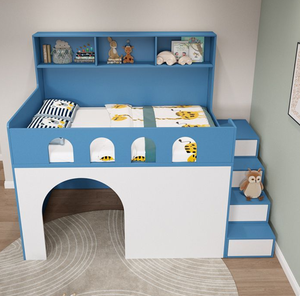 Nuovo Design <span class=keywords><strong>Letto</strong></span> Matrimoniale di Lusso in Legno per Bambini, Arredamento Camera da <span class=keywords><strong>Letto</strong></span> <span class=keywords><strong>con</strong></span> Scivolo ad Arco e Scale <span class=keywords><strong>con</strong></span> Vano Contenitore - Product Image 5