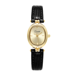 Reloj de Pulsera Impermeable para Mujer, Reloj de Cuarzo Clásico Retro con Esfera Dorada y Correa de Cuero Genuino Suave - Product Image 1
