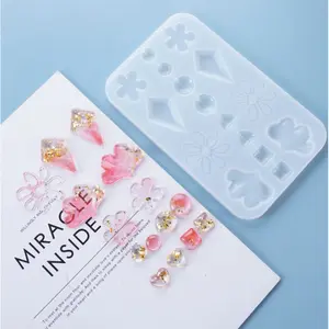Khuôn công cụ xà phòng hoa Bông tai mặt dây chuyền Túi Silicone khuôn nhựa Tự Làm tinh thể Epoxy Khuôn Lá tùy chỉnh bánh trang trí Nhựa