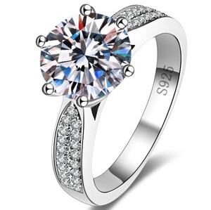 Anillo De Bodas Platinum Plated Open <b>Adjustable</b> <b>Ring</b> Shiny Moissanite Finger <b>Rings</b> Jewelry Diamond-studded Index Finger Band - Product Image 1