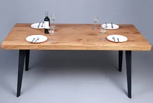 Oak Wood Leather Dinning Table