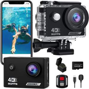 Cámara de Acción 4K, Tarjeta SD de 64 GB, Resistente al Agua 30M, WiFi, Pantalla de 2 Pulgadas, Cámara Deportiva, 2 Baterías AAA - Product Image 5