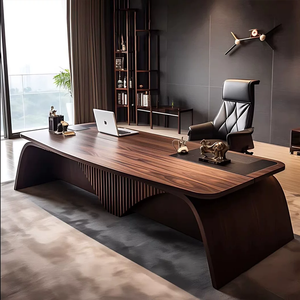 <span class=keywords><strong>Scrivania</strong></span> Direzionale in Legno Massello, Lussuosa <span class=keywords><strong>Scrivania</strong></span> Moderna per CEO e Dirigenti con Tappetino in Pelle, Arredamento per Ufficio - Product Image 6