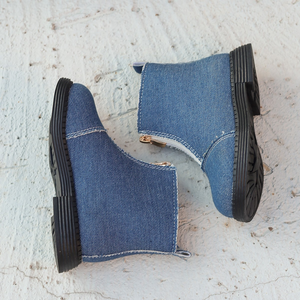 Botas de otoño para niñas, botines cortos de mezclilla con lazo y cremallera - Product Image 4