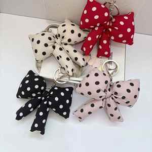 Porte-clés en tissu mignon avec nœud et motif à pois, pendentif de sac pour usage quotidien, accessoires pour téléphone portable - Product Image 2