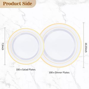100 assiettes jetables dorées, argentées et rouges en PS sans BPA, motif à pois, pour la rentrée scolaire, marque Sweet Dew - Product Image 6