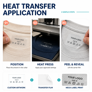 Custom Press Print Logo Sticker Eco-friendly Clothing Label Tag Vinyl Heat <strong>Transfer</strong> <strong>Iron</strong> <strong>on</strong> Neck Garment Label <strong>for</strong> <strong>Clothes</strong> - Product Image 4