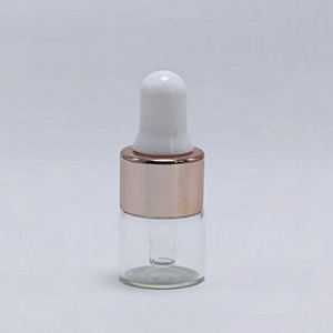Mini Botella de Vidrio Transparente Ámbar de 1ml 2ml 3ml 5ml con Gotero para Aceites Esenciales y Tapa Dorada Rosa - Product Image 5