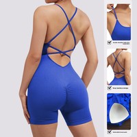 Body-short femme sexy sans couture, respirant, séchage rapide, effet galbe fessier, bretelles spaghetti, en Spandex/Nylon, pour le sport, sans gênes