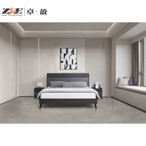 Made in China Modern Home MDF Bedroom Furniture Sets Wooden Double Bed