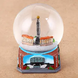 Custom Glass Snow Globe Resin Craft Gift For Building Festival Souvenir Construction Snow Ball