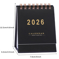 Calendrier de bureau miniature 2026 avec feuille d'or, reliure spirale, calendrier mensuel pour le bureau, la maison, l'école, planificateur, cadeaux d'entreprise personnalisés