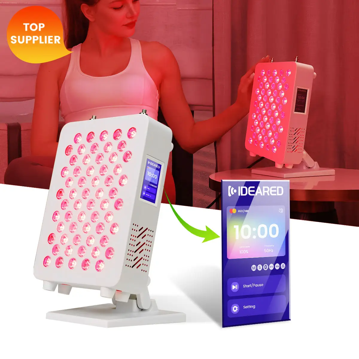 IDEALIGHT Desktop Size Red light Therapy 630 660 810 830 850nm Face Light Therapy Photon Led Light Lamps