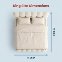 Lit Bulle Moderne Style Crème, Cadre de Lit en Tissu Rembourré Doux de Designer, Lit Nuage Taille King/Queen pour Chambre Principale