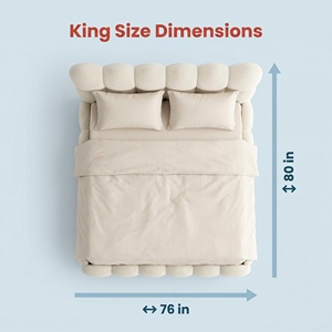 Modern <strong>Cream</strong> Style Bubble <strong>Bed</strong>, Designer Soft Upholstered Fabric <strong>Bed</strong> Frame, King/Queen Size Cloud <strong>Bed</strong> for Master Bedroom - Product Image 6