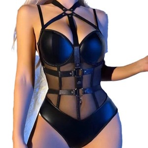 Set di Lingerie in Pelle di Alta Qualità, Sexy ed <span class=keywords><strong>Erotico</strong></span>, Body Intero Sensuale Nero per Donne - Product Image 6