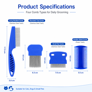 Peigne anti-poux professionnel sur mesure en gros, en acier inoxydable et plastique, à dents fines, pour le toilettage des animaux - Product Image 3