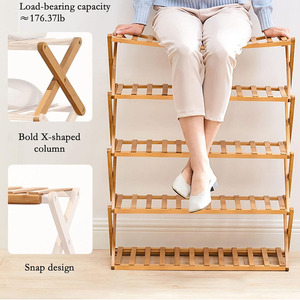 <span class=keywords><strong>Scarpiera</strong></span> e Organizzatore Pieghevole Moderno in <span class=keywords><strong>Bambù</strong></span> a 6 Livelli Personalizzabile per Casa, Camera da Letto, Ingresso e Armadio - Product Image 5
