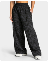 Pantalon de jogging large pour femme à imprimé léopard, taille haute, respirant, séchage rapide, avec poches, pour le yoga, la gym et l'extérieur - Vente en gros