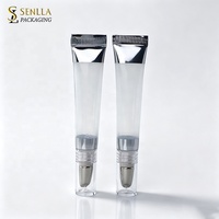 Emballage cosmétique personnalisé pour crème pour les yeux, gloss à lèvres, baume à lèvres en tube métallique de 10 ml et 15 ml avec applicateur en alliage de zinc