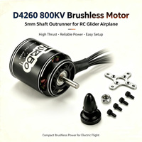 Moteur Brushless Sensorless Flashhobby D4260EVO 800KV 5mm 5-6S LiPo Outrunner pour Avion RC et Planeur