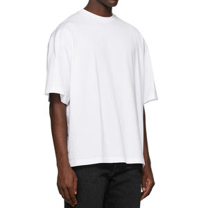 T-shirt blanc uni à manches courtes 100 % coton, col rond, coupe ample, t-shirt vierge de haute qualité, épais et surdimensionné - Product Image 5