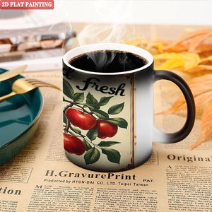 Mug en céramique noir givré mat de 11 oz, activé par la chaleur, pour la consommation quotidienne du thé - Product Image 5
