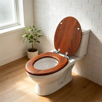 Siège de toilette en bois grainé rouge foncé, fermeture douce, en MDF, avec charnières chromées, pour kit d'accessoires de salle de bain