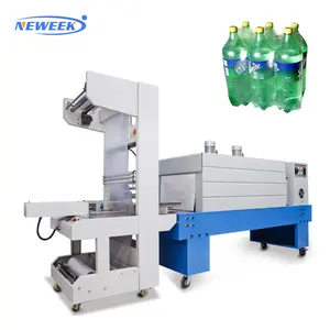 Neweek Semi-Automatische Mineraalwater Bieren Pe Film Mouw Afdichting Warmte Tunnel Krimpfolie Verpakkingsmachine Voor Pet Glazen Fles