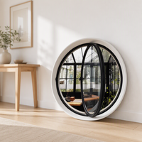 Fenêtre de grenier ronde pivotante centrale DEMEA en aluminium moderne sur mesure avec design panoramique antivol et coupe-vent, et verre artistique