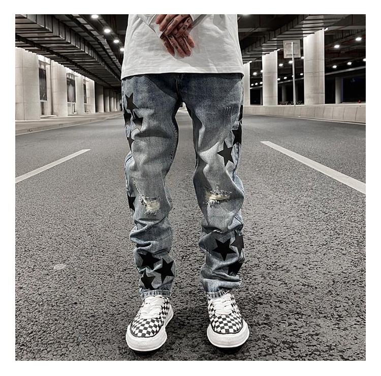 Calça Jeans Jaqueta Jeans Personalizada Com Patches Calças De