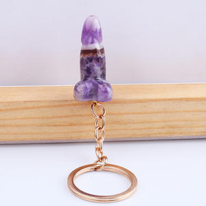 Commercio all'ingrosso Folk Craft cristalli curativi naturali quarzo rosa Dildo portachiavi cristallo intaglio pene per regalo pietra incisa - Product Image 4