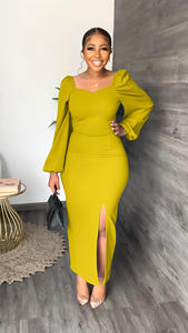 <span class=keywords><strong>Vestiti</strong></span> donna 2022 autunno di alta qualità tinta unita manica lunga senza schienale abito Maxi abiti donna donna elegante - Product Image 3