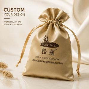 Satin Drawstring Pouch Custom Logo Jewelry <b>Gift</b> <b>Wedding</b> Favor Cosmetic <b>Bags</b> - Product Image 2