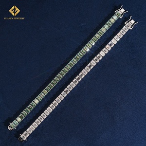 ZUANFA JEWELRY Pulsera de tenis unisex de plata 925 con moissanita de corte esmeralda 4*6MM y diseño geométrico - Product Image 6