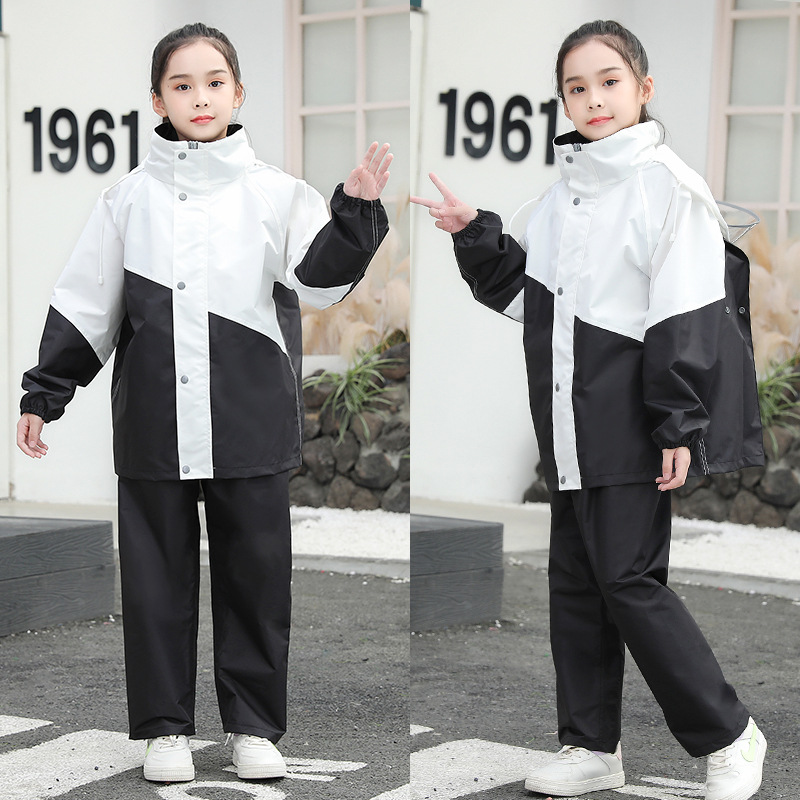 Ensemble imperméable enfant noir et blanc