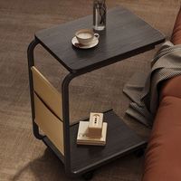 Table de Chevet Mobile sur Roulettes en Noyer Naturel Noir et Blanc pour Chambre et Balcon – Idéale pour le Dropshipping