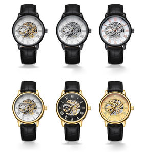 Puede crear un logotipo personalizado. Reloj de pulsera de cuero genuino de alta calidad, retro y sencillo, con movimiento mecánico para hombre. - Product Image 3