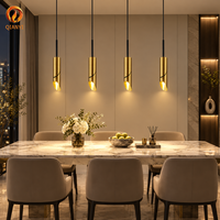 Lustres nordiques, luminaires suspendus modernes, tube long en aluminium noir, luminaire suspendu pour cuisine, luminaire linéaire LED, lampe GU10