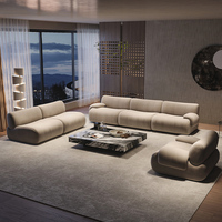 Ensemble de canapés de bureau en cuir courbé de style nordique, en cuir de vachette de première qualité, style italien, luxe léger, moderne, minimaliste, haut de gamme, élégant
