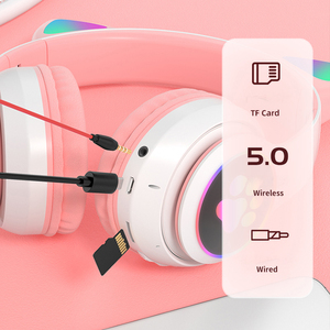 หูฟัง LED รูปหูแมวน่ารักเรืองแสง ของขวัญสำหรับเด็กผู้หญิง Aptagro หูฟังไร้สายบลูทูธสำหรับคอมพิวเตอร์และโทรศัพท์ - Product Image 6