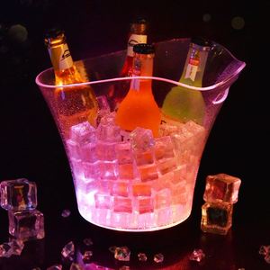 5.5L RGB Modern Round Oval Party Ktv Bar Acrylic Led PS Plastic <b>Ice</b> Bucket <b>Cooler</b> <b>Box</b> for Champagne Wine Beer - Product Image 1