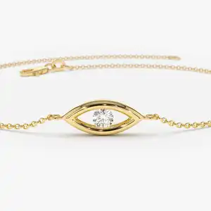 VLOVE Fine Jewelry Bracelet en diamant pour femme 14k Channel Setting Diamond Evil Eye Bracelet