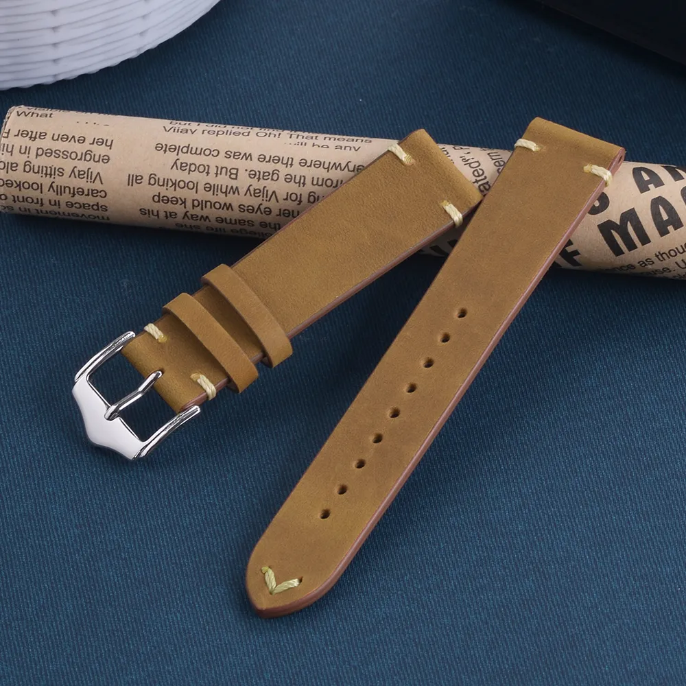 JEDES Großhandel hand gefertigte Crazy Horse Echt leder Uhren armband 18mm 20mm 22mm Uhren armband