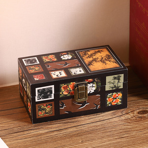 Caja de almacenamiento rectangular de lona con tapa abatible con diseño floral, organizador de joyas, caja decorativa de escritorio para sala de estar - Product Image 1
